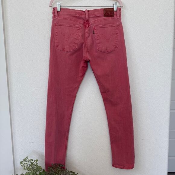 LEVI’S 511 Skinny Jeans Pink Red Denim Mid Rise Stretch Size 30x32 Cotton Blend - Picture 4 of 9